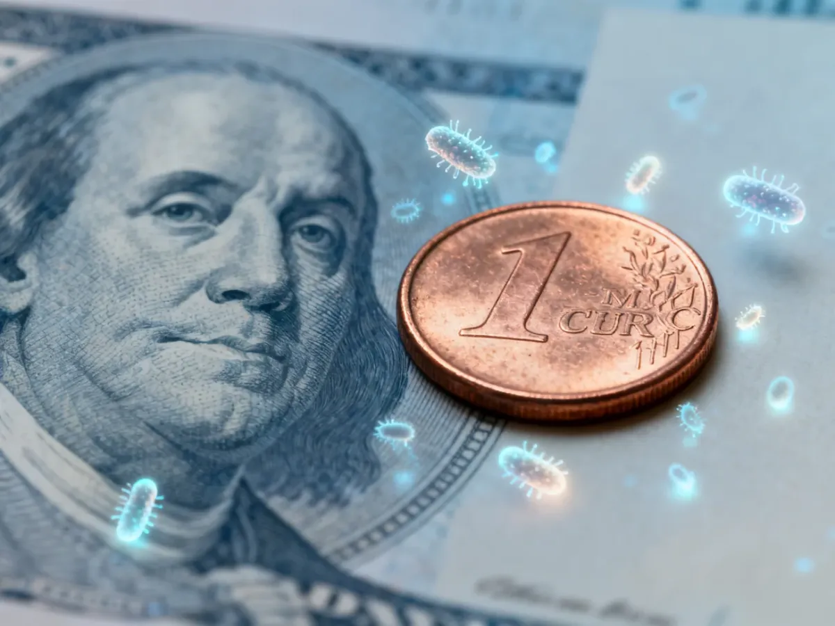 Porównanie gładkiej monety i włóknistego banknotu w kontekście higieny