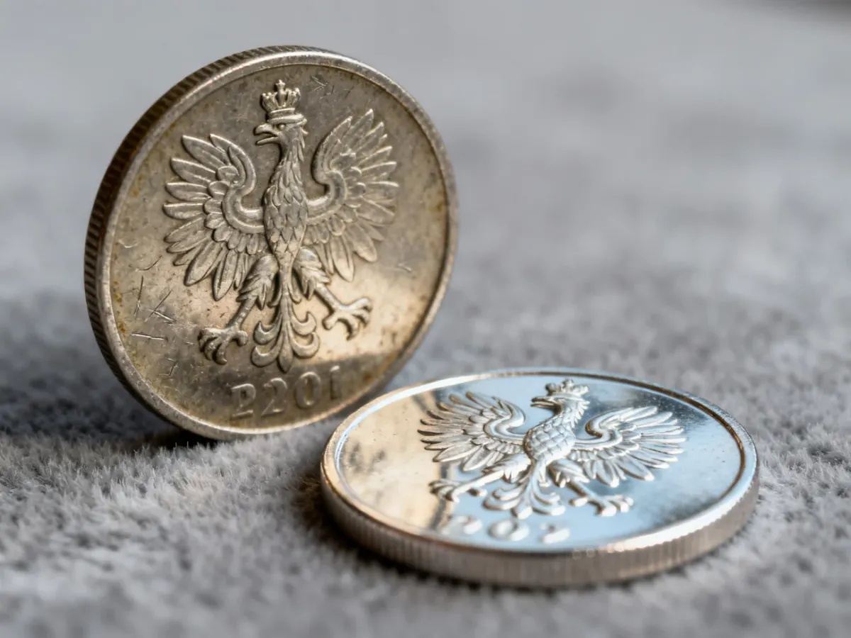 Zużyta moneta obiegowa zestawiona z menniczym egzemplarzem