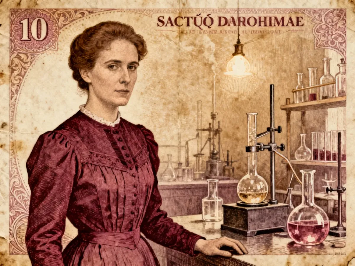 Maria Skłodowska-Curie przedstawiona w historycznym laboratorium